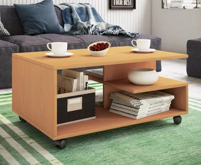 Produktbild von VCM Holz Couchtisch schlicht | Sofatisch Rollen | Maße ca. H. 41 x B. 80 x T. 50 cm | rollbar Kaffeetisch - Stango L