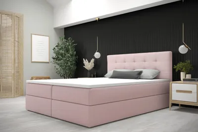 Obrázok produktu pre Manželská posteľ 180x200 s úložným priestorom RIJAN - ružová
