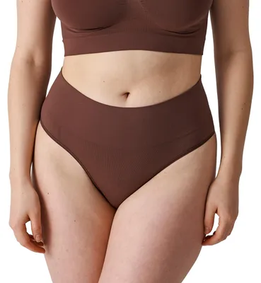 Produktbild von Snocks Shaping Tanga - Shapewear Damen mit mittlerer Kompression, atmungsaktiv, elastisch - Gr. L - Bauchweg Unterhose, Miederhose - Braun