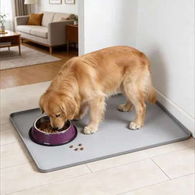 Immagine prodotto di INF Tappetino in silicone impermeabile con bordo rialzato per animali domestici Grigio