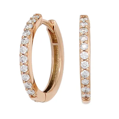 Produktbild von Ohrringe 16,5mm Creolen mit 22 Diamanten Brillanten 585 Gold Rotgold Damen