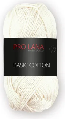 Produktbild von Pro Lana BASIC Baumwolle Baumwollgarn 50 g ideal für Kleidung, Spielzeug, Accessoires 125 m Farbe 002 - creme