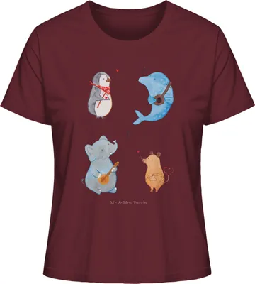 Produktbild von Mr. & Mrs. Panda Basic Shirt Damen Big Band Größe M - Burgundy - Geschenk, Gitarre, Maus, Pinguin, Lustige Sprüche, Elefant, T-Shirt, Kurzarmshirt, Hund, Oberteil, Musik