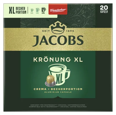 Zdjęcie produktu dla Jacobs Krönung XL, kapsułki do kawy, opakowanie 20 sztuk, waga 114g