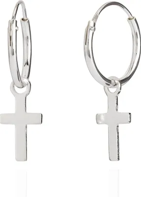 Produktbild von Paar 925 Sterling Silber Ohrringe Keltische Creole Kreuz Gothic Bali 12mm 5069
