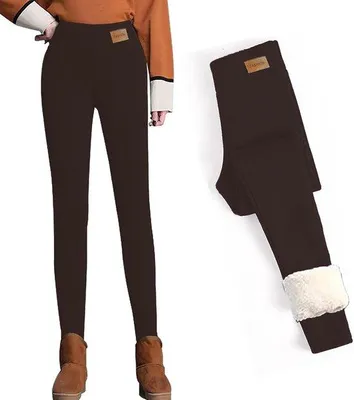 Productafbeelding van Winterleggings dames plus size - warme fleecevoering - hoge taille - elastische winterbroeken