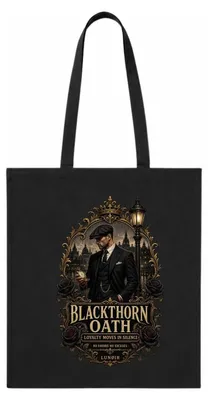 Immagine prodotto di Borsa in tessuto nera – Borsa in cotone con motivo "Schwarzdorn" – LUNØIR ©
