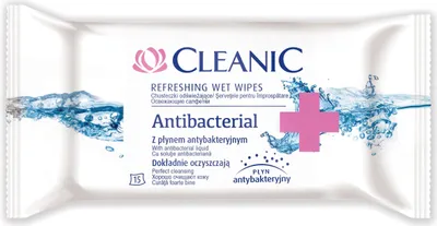 Obrázek produktu pro Cleanic, Chusteczki nawilżane, antybakteryjne, 15 sztuk