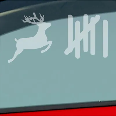 Produktbild von Auto Aufkleber Strichliste Tally List Hirsch Winter Deer 15x8 cm Milchglas Sticker Heckscheibenaufkleber