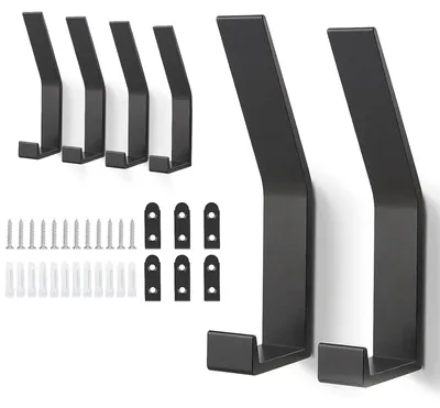Produktbild von Schwarze Garderobenhaken, 6 Stück, Schraubhaken, Wandhaken für Badezimmer, Schlafzimmer, Tür, Schrank
