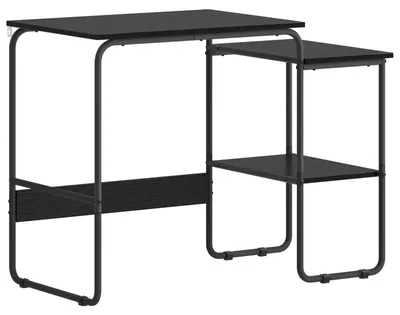 Immagine prodotto di Scrivania con spazio contenitore, colore nero, finitura effetto legno di quercia, dimensioni 100 x 50 x 75 cm