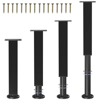 Zdjęcie produktu dla Solidchoice - Zestaw 4 regulowanych nóżek meblowych, czarne, 25-42 cm