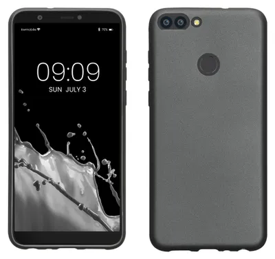 Obrázok produktu pre Puzdro na mobilný telefón kwmobile pre Huawei Enjoy 7S / P Smart (2017) – silikónové puzdro s metalickým leskom – ochranné puzdro – metalická šedá