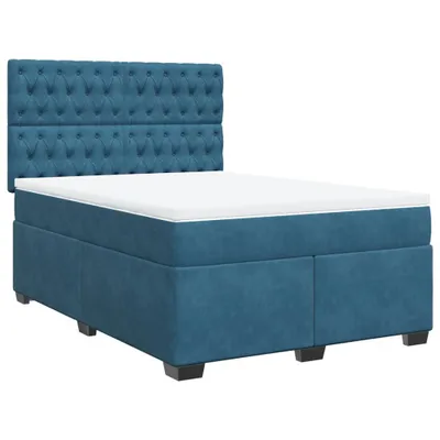 Produktbild von Boxspringbett mit Matratze Blau 140x200 cm Samt