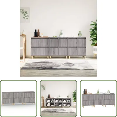 Produktbild von The Living Store Sideboards 3 Stk. Grau Sonoma 60x35x70 cm Holzwerkstoff