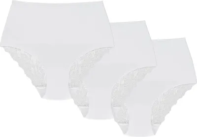 Produktbild von Wolbar Dame Slip 3er Pack figurformend Spitze Bund Musterlos WB321, weiß, L
