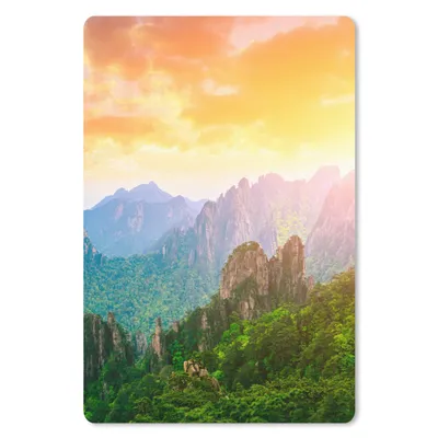Produktbild von MuchoWow® Mauspad Mousepad Berge - Bäume - Sonnenuntergang - Natur 40x60 cm - Mousepads - Maus Mat - Pad - Mausunterlage - Schreibtisch Accesoire