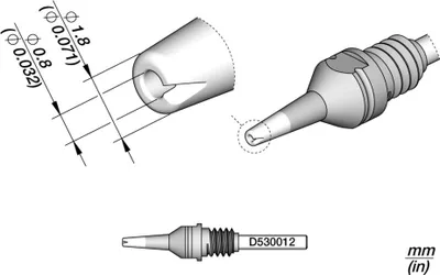 Obrázok produktu pre JBC spájkovacia špička séria D530, D530012/0,8 mm, 1,8 mm, čistenie podložiek D530012