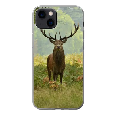 Produktbild von MuchoWow® Handyhülle Schutzhülle Hülle für iPhone 13 mini Rothirsch - Natur - Grün Silikon Softcase Handy Hülle - Softcase