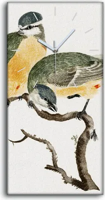 Produktbild von Wanduhr Uhr Wandbild Leinwand 30x60 Zeichnen von Tieren Vögel Zweig Kunst - weiße Hände