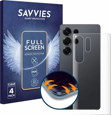 Produktbild von 4x Savvies Fullscreen Schutzfolie für Samsung Galaxy S25 Ultra (Rückseite) Displayschutz Folie Fullcover Klar Transparent