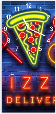 Produktbild von Wanduhr aus Glas mit Motiv Pizzalieferservice- 30 x 60 cm - inkl. Aufhängesystem