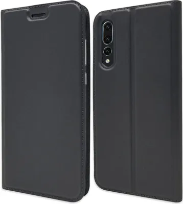 Zdjęcie produktu dla Etui NALIA do Huawei P20 Pro, Slim Kickstand Etui na telefon Flip Case Skóra syntetyczna Czarny Szary