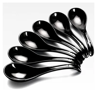 Produktbild von Asiatische Suppenlöffel, 6er Set, 17,5 cm keramische chinesische Suppenlöffel, schwarzer japanischer Löffel für Eintöpfe, Ramen, Pho, Wonton, Dumplings, Miso