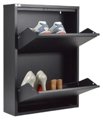 Produktbild von Schuhschrank Ezequiel, Schuhregal aus Metall, Mehrzweck-Eingangsgarderobe, Möbel für Schuhe, 50x15h71 cm, Schwarz