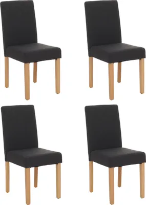 Produktbild von 4er-Set Esszimmerstuhl Stuhl Küchenstuhl Littau  Textil, schwarz, helle Beine