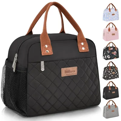 Produktbild von Lunchtasche Kühltasche Isoliertasche Damen Herren Arbeit Büro Picknick Schwarze Netzseitentasche 29x21x16,5cm