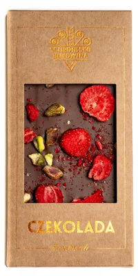 Image de Chocolat au lait aux pistaches et aux fraises, 100 g