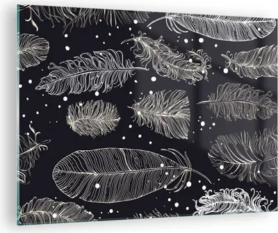 Produktbild von Bilder auf glas - Einteilig - Federn Grafiken Gliederung - 70x50cm - Glasbilder - Wandbilder - Bilder - zum Aufhängen bereit - Wanddekoration aus Glas - Glas Bilder - Wandbild auf Glas - GAA70x50-4244