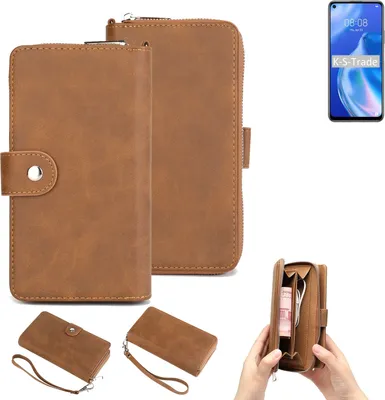 Produktbild von K-S-Trade Handyhülle Schutzhülle kompatibel mit Huawei P40 lite 5G & Portemonnee Tasche Handytasche Case Etui Geldbörse Wallet braun (1x)