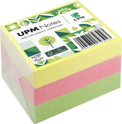 Immagine prodotto di UPM Notes Sticky note 5854-21PG-6 Brillante 75x75mm 100 fogli assortiti 6 pezzi.