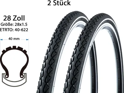 Produktbild von 2 Stück 28 Zoll Innova Trekking City Bike Fahrrad Reifen 28x1.5 Tire 622x40 schwarz