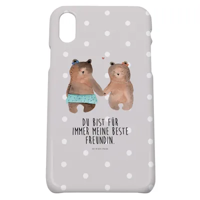 Produktbild von Mr. & Mrs. Panda Iphone 10 Handyhülle Bär Freundin - Grau Pastell - Geschenk, X, Handy Case, Beste Freund Liebe Liebesbeweis Verliebt Kumpel Kumpeliene, Teddy, Hülle