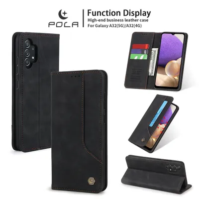 Obrázek produktu pro RetroPolyuretankožené pouzdro pro Samsung Galaxy A32 5G peněženkový design pouzdro s držákem na karty a stojánkem černé