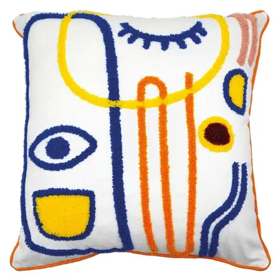 Productafbeelding van Dan Hobday - "Feel Good I", gevulde kussensloop, fluweel, PM13397 (40 cm x 40 cm) (wit/kleurrijk)