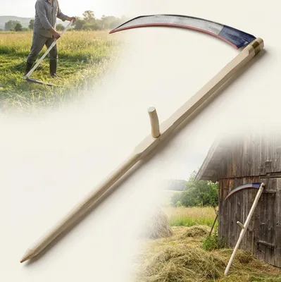Immagine prodotto di FALCE DA GIARDINO IN LEGNO - SET COMPLETO: manico, fascetta, cuneo, lama da 70 cm
