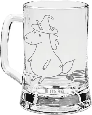 Produktbild von Mr. & Mrs. Panda Gravur Bierkrug Einhorn Hexe - Transparent - Geschenk, Humpen, Seidel, Freundin, Unicorn, Frau, Teufel, Mit, Einhörner, Glasseidel, Krug