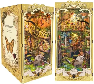 Produktbild von Habarri | DIY Book Nook - Schatzsucher - Puzzle 3D - Miniatur Haus Kit mit Möbeln und LED-Licht - Buch Ecke Kit