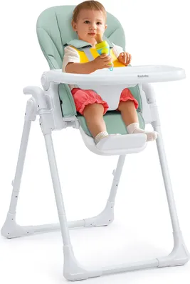 Produktbild von Hochstuhl Baby Klappbar Kinderstuhl 6 Höhen Kinderhochstuhl Kombihochstuhl Babyhochsitz Grün