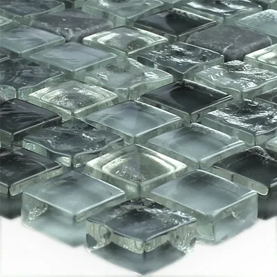 Produktbild von Mosaikfliesen Marmor Glas Grau Mix 15x15x8mm