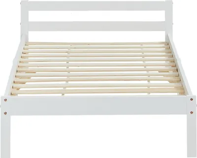 Produktbild von Homestyle4u Holzbett 90x200 mit Lattenrost Einzelbett Jugendbett Weiß Kiefer Massivholz