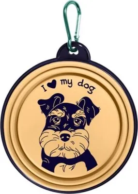 Obrázek produktu pro Be-Happy Gifts – Silikonová miska pro psy „I Love My Dog“ – skládací, cestovní