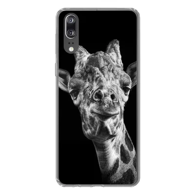 Produktbild von MuchoWow® Handyhülle Schutzhülle Hülle für Huawei P20 Giraffe - Tier - Schwarz - Weiß Silikon Softcase Handy Hülle - Hardcover