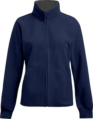 Produktbild von Doppel-Fleece Jacke Plus Size Damen, Marineblau-Hellgrau, XXL