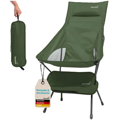 Produktbild von Skandika Campingstuhl Solig | Klappstuhl faltbar, bis 120 kg belastbar, Stahlrahmen, Rückenlehne gepolstert, Mesh-Einsätze | Campingstühle, Klappstühl