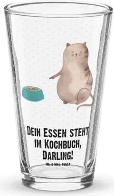 Produktbild von Mr. & Mrs. Panda Shaker Glas Katze Fressen - Transparent - Geschenk, Bierglas, Longdrinkglas, Rührglas, Tumbler, Wasserglas